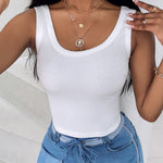 Scoop Neck Sleeveless Ribbed Tank Top Cami Tee Shirts