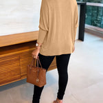 Women's Cowl Neck Batwing Sleeve Top Casual Long Sleeve Loose Pullover Comfortable Soft Drape Blouse