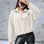 Stand Collar Zipper Design Casual Sweatshirt
