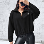 Stand Collar Zipper Design Casual Sweatshirt