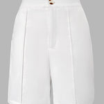 2 Pieces Outfit V Neck Button Front Flap Detail Vest Top and Casual Pockets Design Zipper Fly Elastic Back Waist Shorts Set