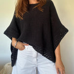 Solid Batwing Sleeve Hollow Out Crochet Pattern Top Casual Cover Up