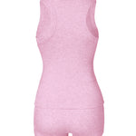 2PCS Micro-Ribbed U-Neck Tank Top & Boxer Set Cozy Loungewear