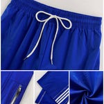 Contrast Side Striped & Zipper Slit Side Drawstring Elastic Waist Trousers Casual Wide Leg Pants