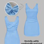 French Style Square Neck Backless Zipper Back Overalls Twist Back Ruched Slim Fit Slit Faux Two-Piece Skort Romper