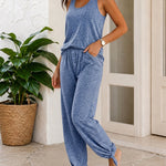 Women's 2 Piece Set U-Neck Tank Top and Straight Leg Pants Casual Loungewear