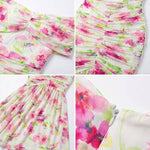 Floral Print Foldover Off Shoulder Ruched Maxi Dress Elegant Mermaid Hem Party Dress