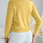 Floral Applique & Pearls Decor Round Neck Single Breasted Knit Cardigan Casual Crop Sweater Coat