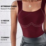 Chicme Contourx 2 Piece U Neck Shapewear Built In Bra Tank High Strechy Sleeveless Slim Fit Tops Camisole