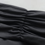 Metal Ring Decor Off Shoulder Ruched High Waist Jumpsuit Casual Cinched Waist Wide Leg Jumpsuit