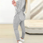 2 Pieces Outfit Drop Shoulder Lace Cuffs Asymmetrical Hem Drawstring Hoodie Top and Elastic Waist Slim Fit Pants Set Casual Brushed Ribbed Set