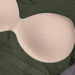 Chicme Built In Bra Notch Neck Long Sleeve Shirts Rib Knit Ruched Waist Top