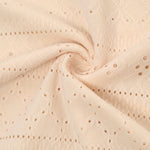 Sleeveless Ruched Cinched Waist Draped Bandeau Dress Eyelet Embroidery Slit Asymmetrical Hem Vacation Dress