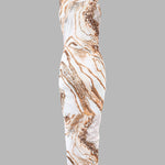 Marble Print U-Neck Sleeveless Ribbed Dress Casual Drawstring Ruched High Slit Vacation Dress