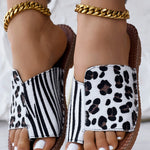 Zebra Stripe Leopard Pattern Toe Post Slippers