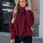 Stand Collar Zipper Design Casual Sweatshirt