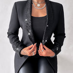 Women's Sequin Shawl Collar Long Sleeve Single Breasted Blazer