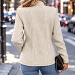 Women's Argyle Jacquard Open Front Stand Collar Jacket