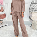 Women's 2 Piece Ribbed Knit Set Asymmetrical Zipper Turtleneck Batwing Sleeve Top and Pants Casual Loungewear