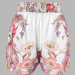2 Pieces Outfit Floral Placement Print Stand Collar Button Button Front Lantern Sleeve Top and Casual Elastic Back Waist Shorts Set with Belt