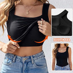 U-Neck Sleeveless Tank Seamless Skinny Layering Top with Built-In Bra