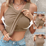 ChicMe Built-in Bra Ribbed Round Neck Tank Top
