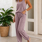 Women's 2 Piece Set U-Neck Tank Top and Straight Leg Pants Casual Loungewear