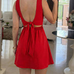 Square Neck Thick Strap Open Back Tie Back Textured Romper Casual Elastic Back Waist Backless Cinched Waist A Line Skorts Romper