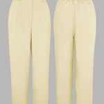2 Pieces Outfit Turn-down Collar Turn-Up Sleeves Button Front Flap Pockets Design Top and Causal Zipper Fly Elastic Back Waist Wide Leg Pants Set