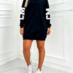Women's Letter Print Dress Round Neck Sweatshirt Dress Casual Long Sleeve Mini Dress