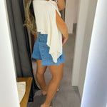 Women's Off Shoulder Convertible Crop Top Casual Multi Wear Slit Blouse with Bandeau