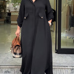 2 Pieces Outfit Turn-down Collar Turn-Up Sleeves Button Front Asymmetrical Hem Longline Blouse and Casual Elastic Waist Wide Leg Pants Set