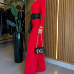 Women's One Shoulder Jumpsuit Mock Neck Asymmetric Long Sleeve Wide Leg Overalls Tie Waist Evening Jumpsuit