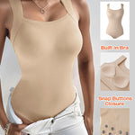Chicme Contourx U Neck Shapewear Built In Bra Sleeveless High Strechy Slim Fit Tank Bodysuits