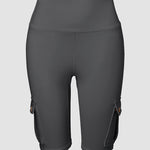 Tummy Control Butt Lifting Active Shorts High Waist Flap Pocket Workout Bermuda Cargo Running Shorts