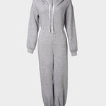 Hooded Kangaroo Pocket Design Stretchy Waist Cuffed Jumpsuit