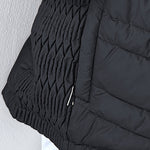 Zipper Pocket Design Shirred Fuzzy Trim Fleece Lined Hooded Puffer Jacket