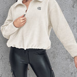 Stand Collar Zipper Design Casual Sweatshirt