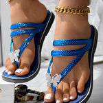 Butterfly Pattern Rhinestone Toe Post Flip Flops