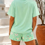 Women's 2 Piece Pajama Set Half Sleeve Button Down Top and Butterfly Print Shorts Lounge Set