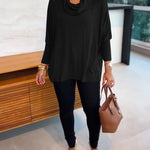Women's Cowl Neck Batwing Sleeve Top Casual Long Sleeve Loose Pullover Comfortable Soft Drape Blouse
