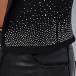 Women's Sparkly Rhinestone Cropped Blazer Open Front Lapel Party Jacket