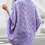 Colorful Waffle Knit Open Front Coat Batwing Long Sleeve Cardigan