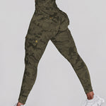 Camouflage Print High Waist Skinny Leggings with Cargo Flap Pockets Casual Pants