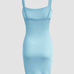Bandeau Spaghetti Strap Sleevless Mini Dress Casual Slim Fit Bodycon Dress