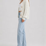 Women's Cable Knit Cardigan V Neck Button Down Chunky Knit Sweater Loose Lantern Sleeve Warm Outerwear
