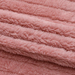 Textured Striped Turn-down Collar Button Front Elastic Cuff and Hem Teddy Fleece Jacket With Decorative Flap Pockets