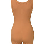 Ribbed U-Neck Yoga Romper Workout One Piece Seamless Tank Top Jumpsuit