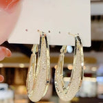 Hollow Out Oval Earrings U Shaped Hoops Earring