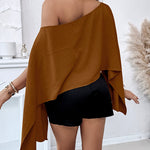 Women's Off Shoulder Convertible Crop Top Casual Multi Wear Slit Blouse with Bandeau